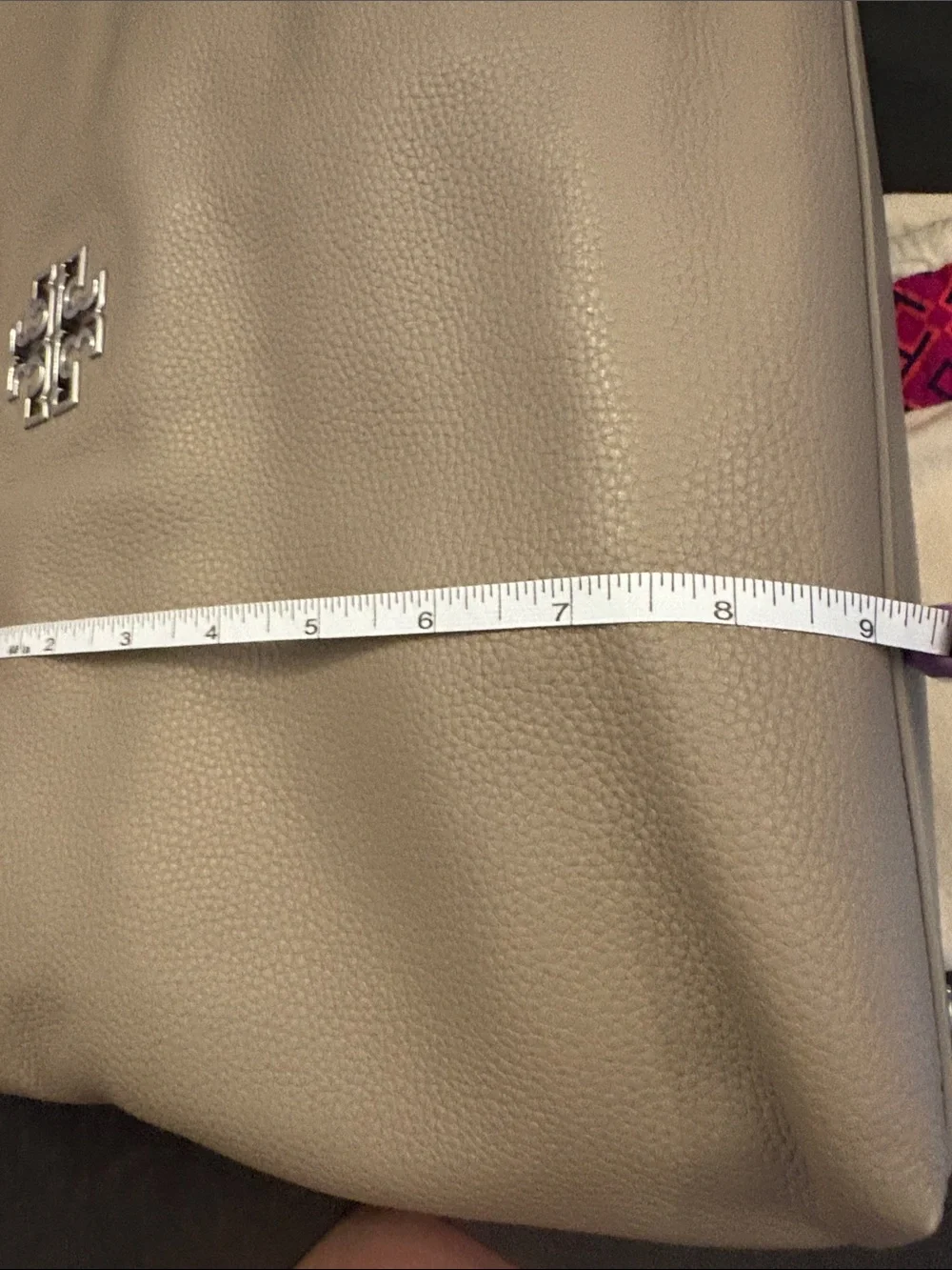 Tory Burch Pebbled Leather Chain-Handle Tote in Taupe